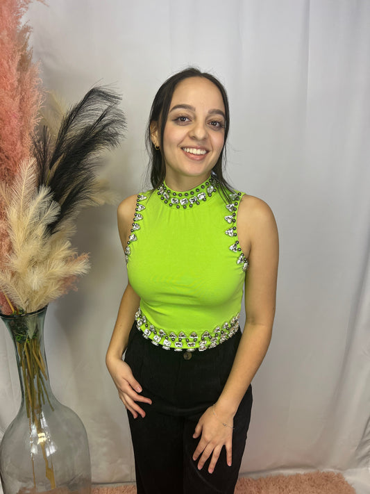 Limon Rhinestone Crop Top