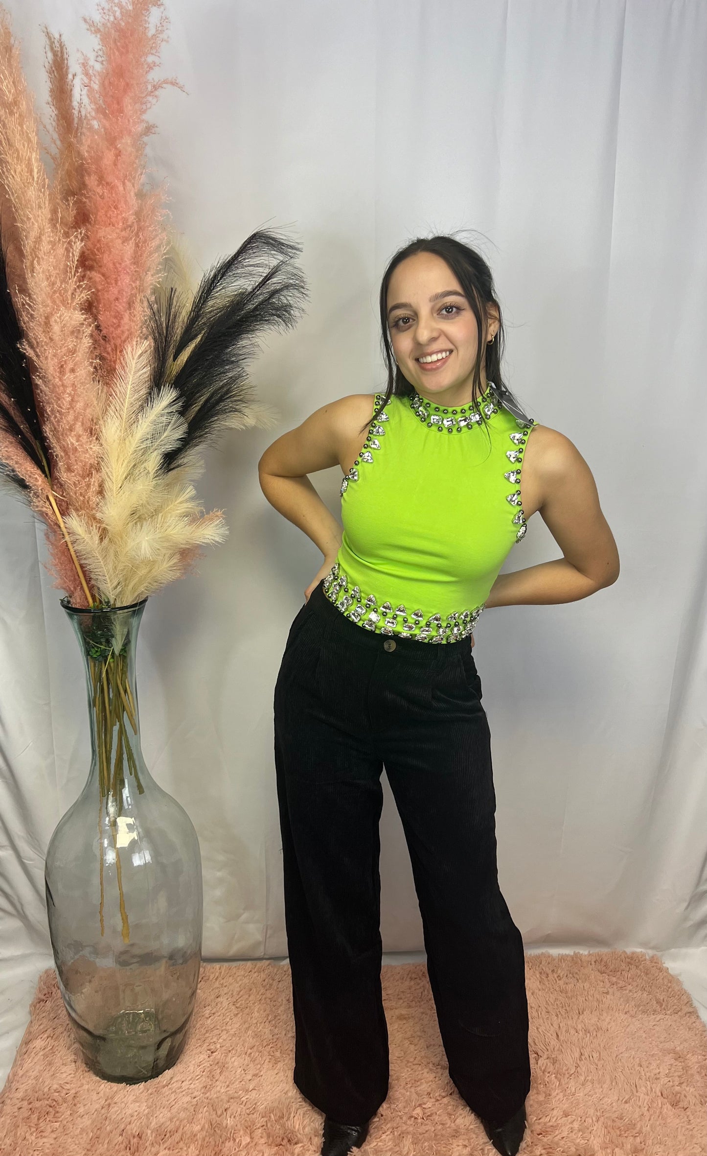 Limon Rhinestone Crop Top