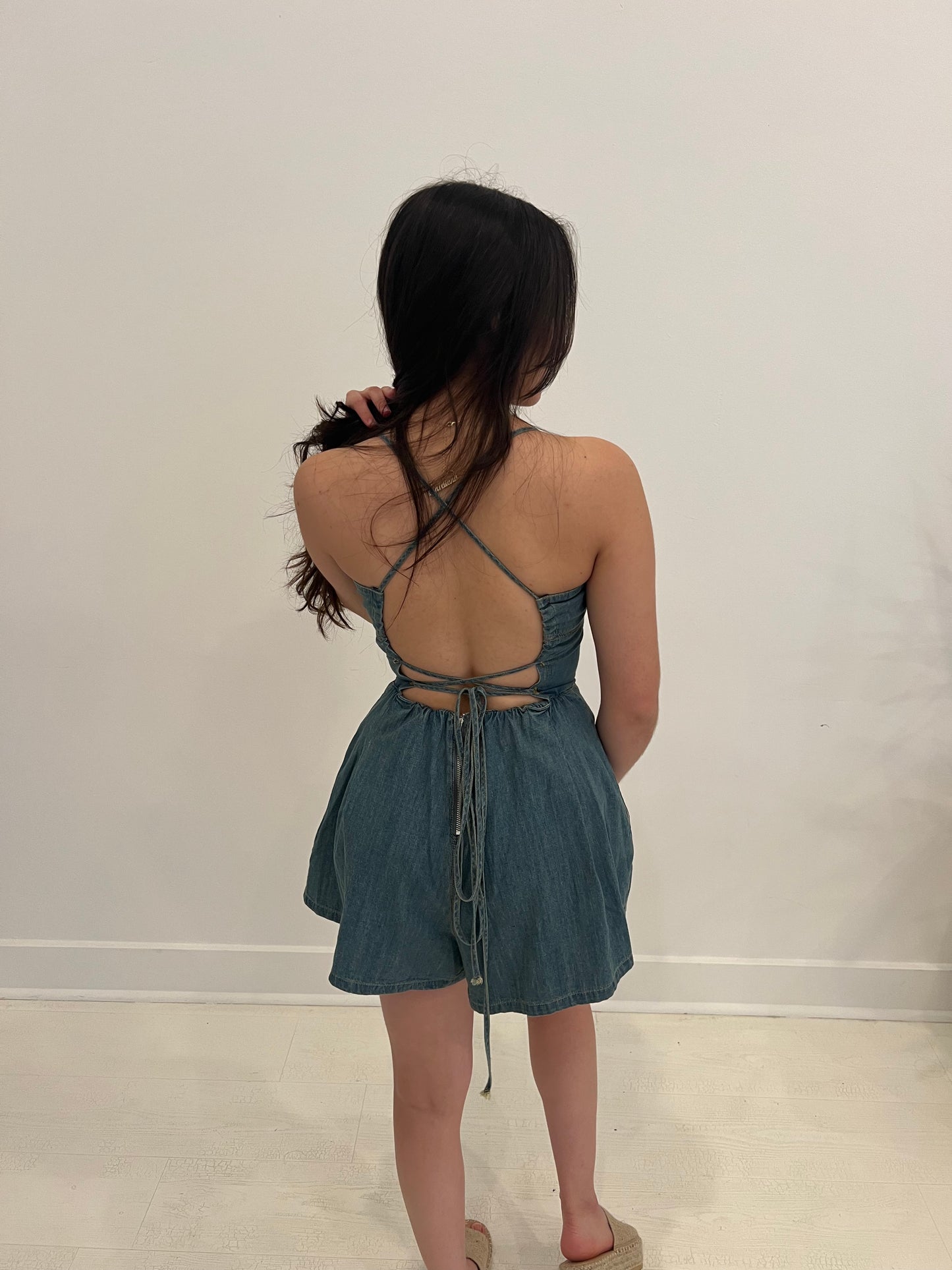 Dark Wash Denim Romper