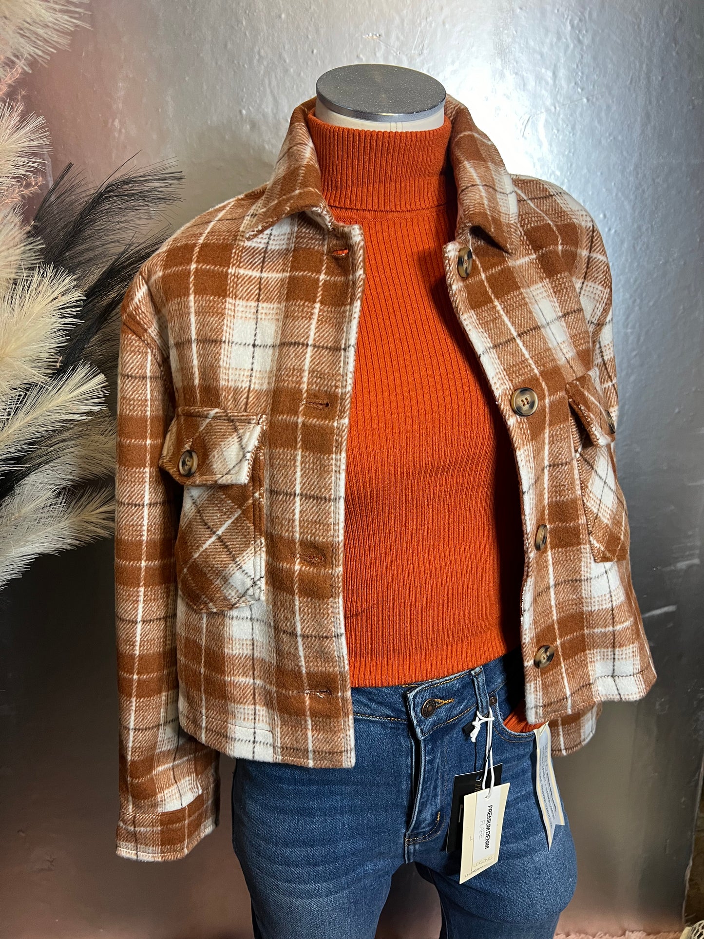 Plaid Cropped Clay Orange Flannel