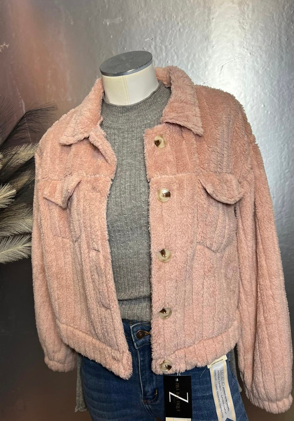 Light Pink Fluffy Jacket Flannel